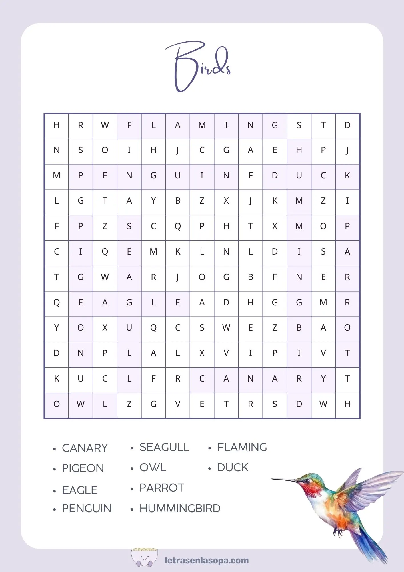 soluciones sopa de letras animales inglés animales animales aves grandes soluciones sopa de letras animales inglés animales animales aves grandes