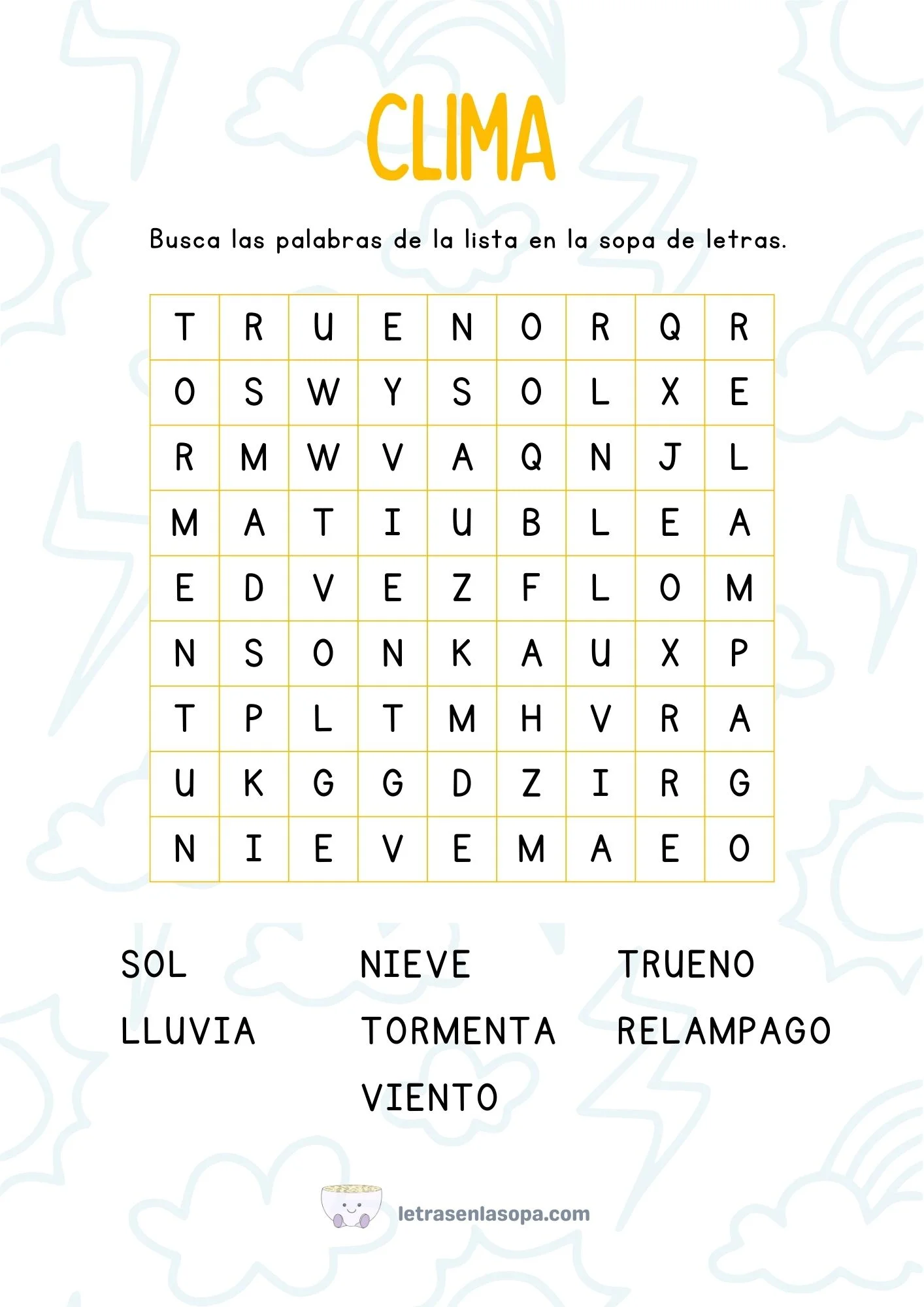 letras de sopas gratis 7 a 8 años 