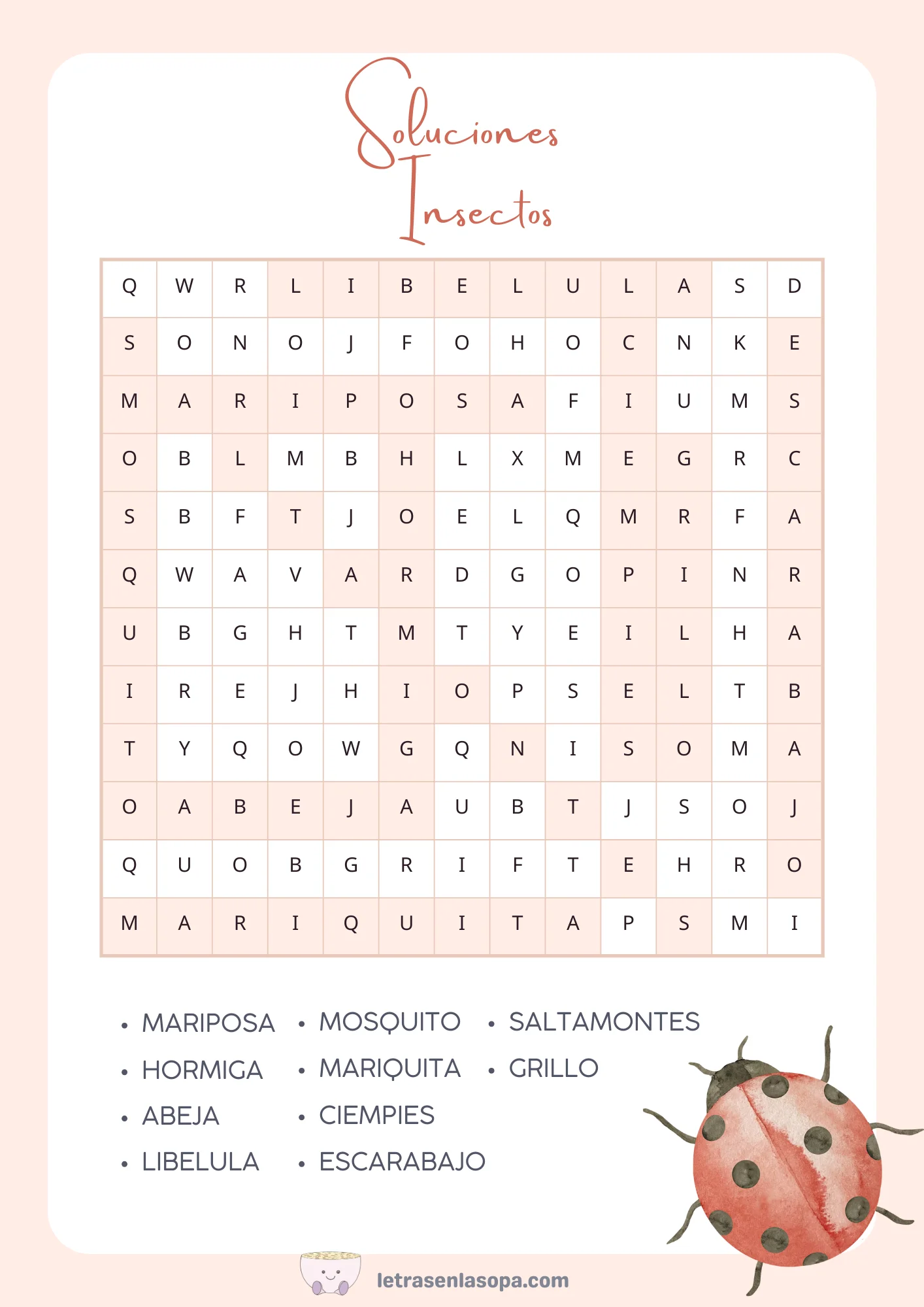 soluciones sopas de letras de animales para niños animales gratis animales insectos soluciones sopas de letras de animales para niños animales gratis animales insectos