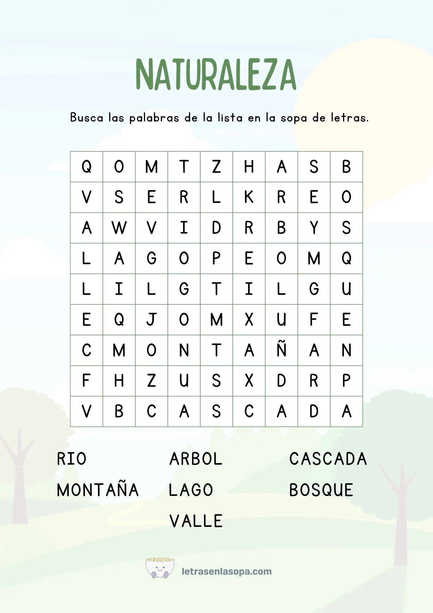 sopas de letras niños 10 a 12 años dificiles