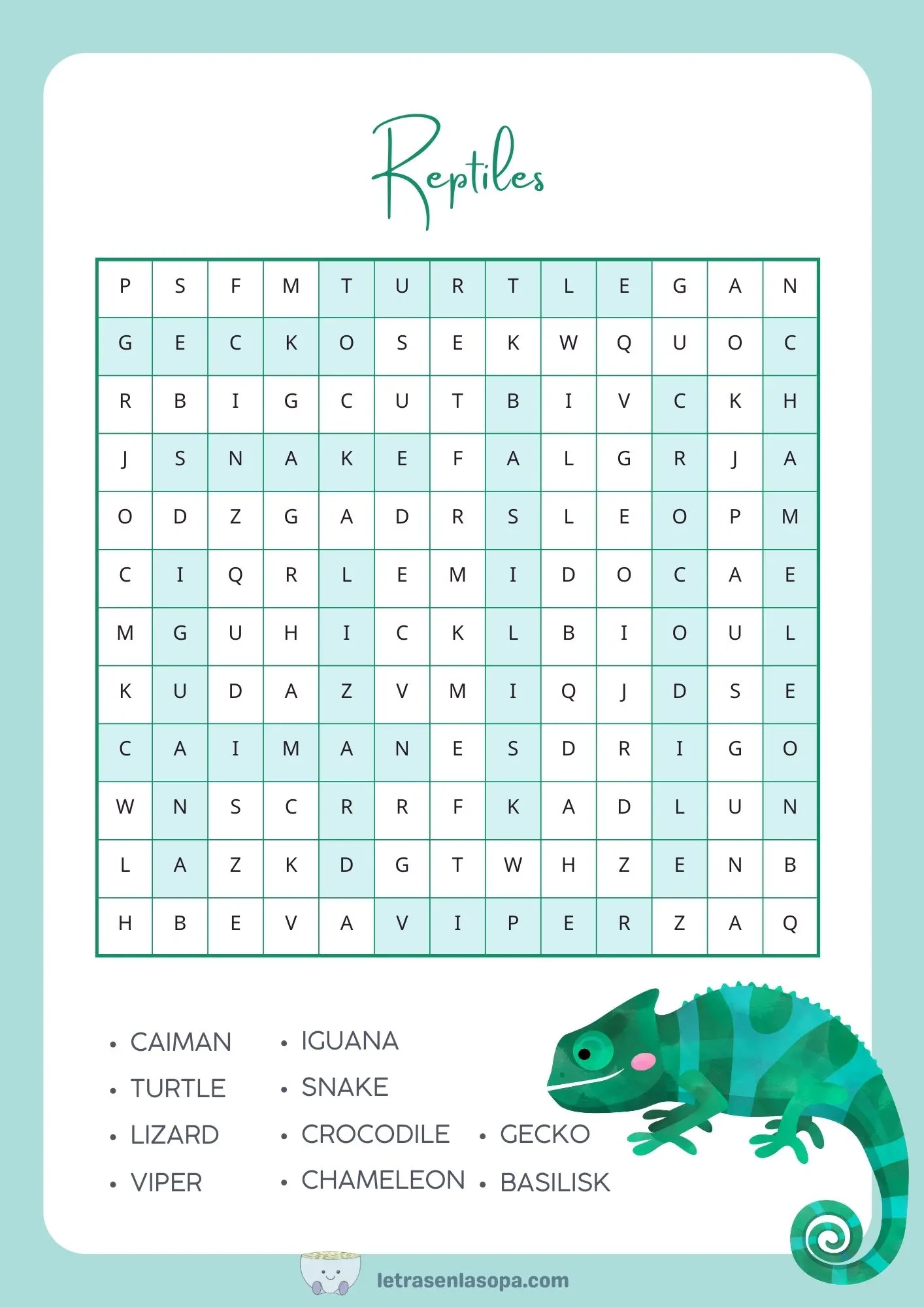 soluciones sopa de letras animales inglés animales animales reptiles grandes soluciones sopa de letras animales inglés animales animales reptiles grandes