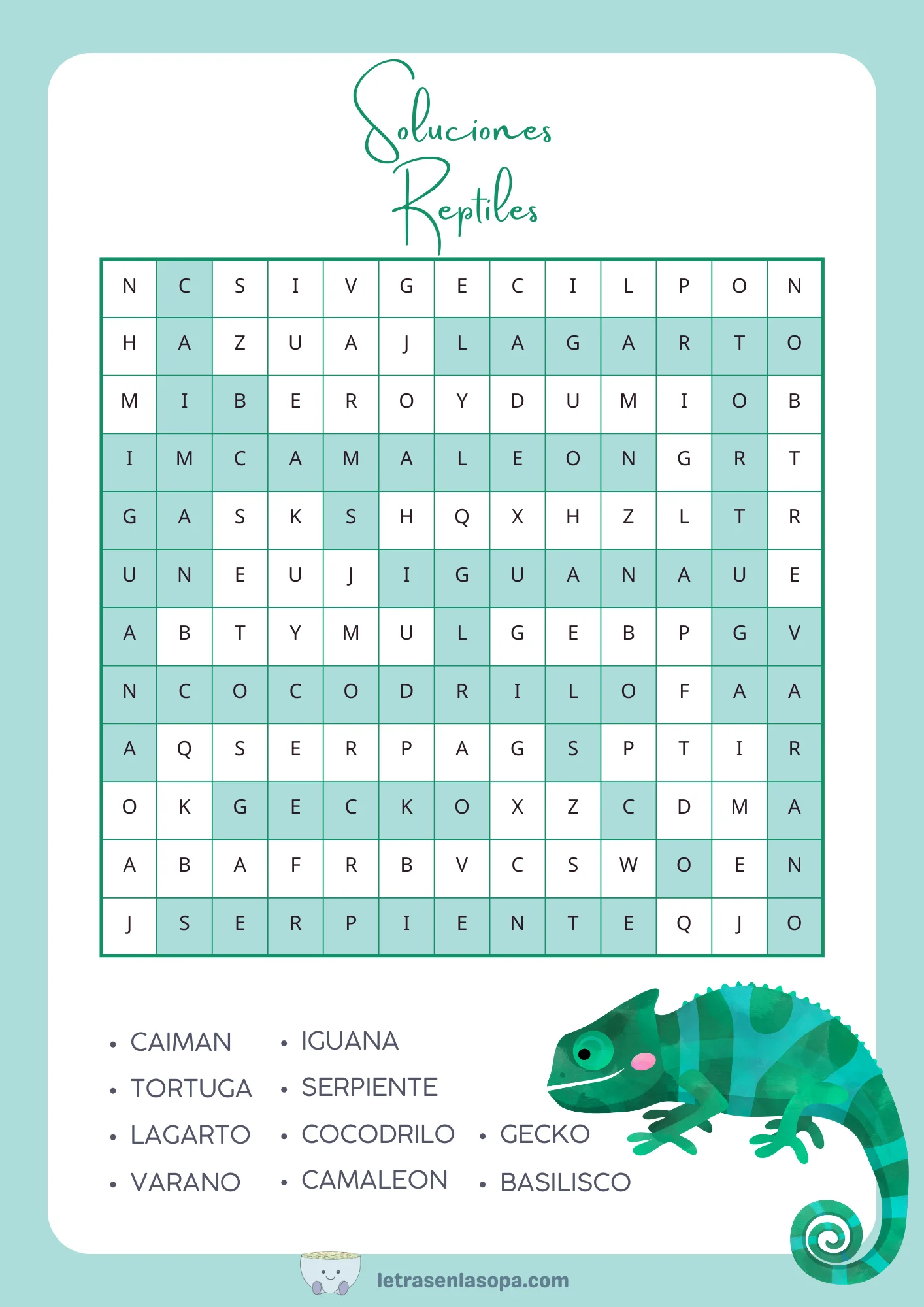 soluciones sopas de letras de animales para niños animales gratis animales reptiles soluciones sopas de letras de animales para niños animales gratis animales reptiles
