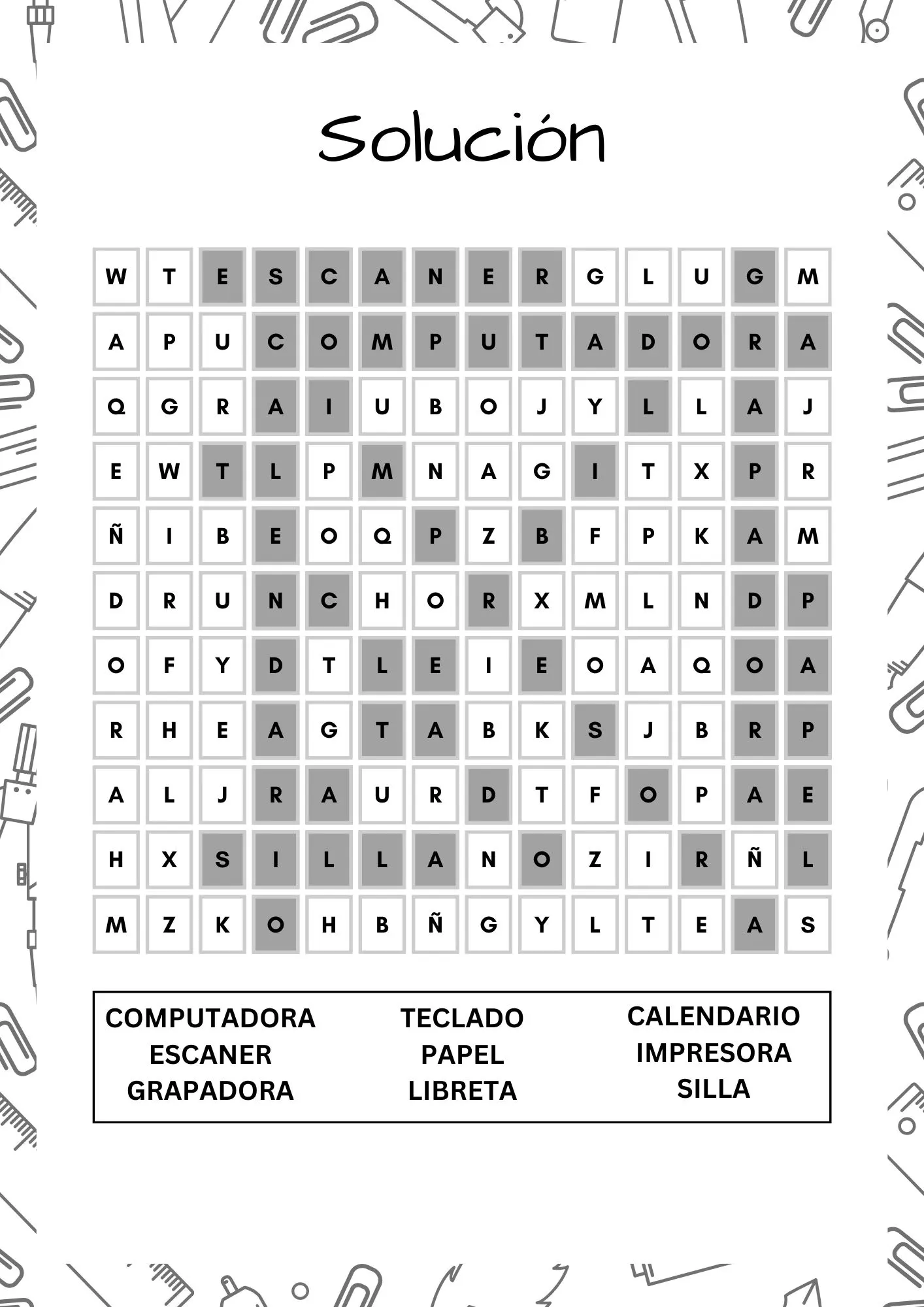 soluciones sopas de letras para adultos mayores