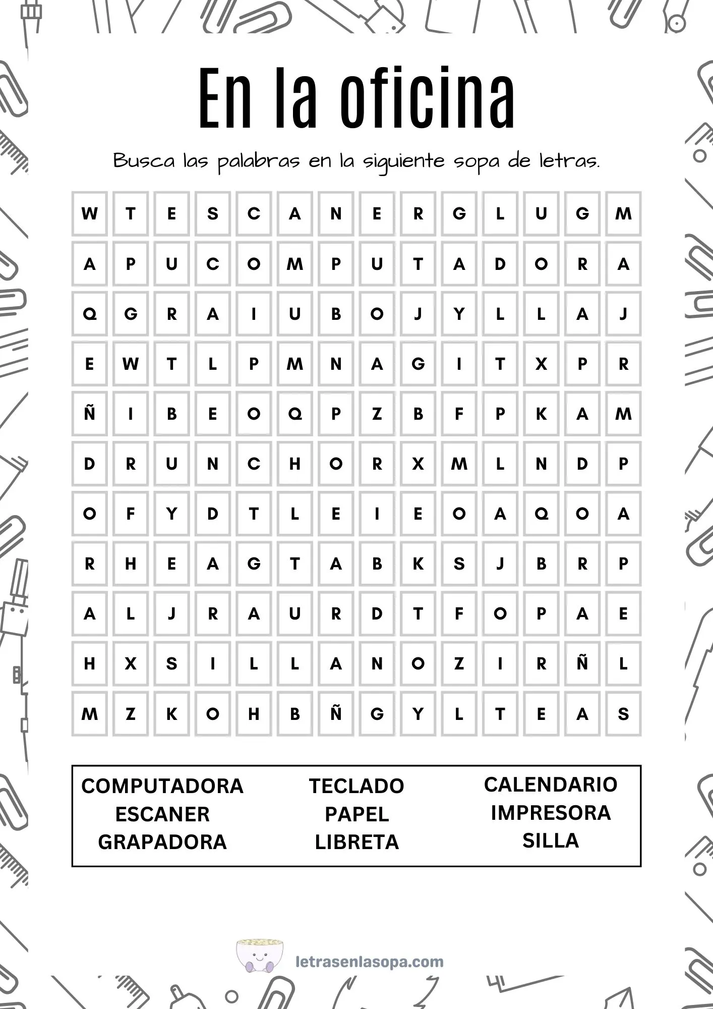 sopas de letras adultos gratis oficina