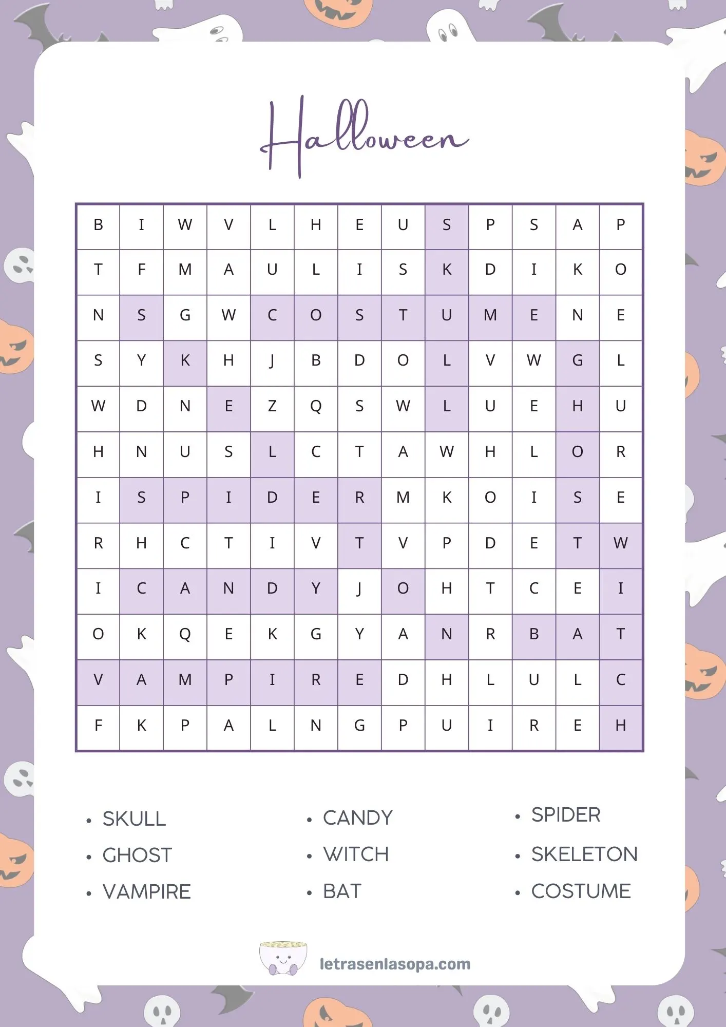 soluciones Sopas de letras halloween en inglés gratis soluciones Sopas de letras halloween en inglés gratis