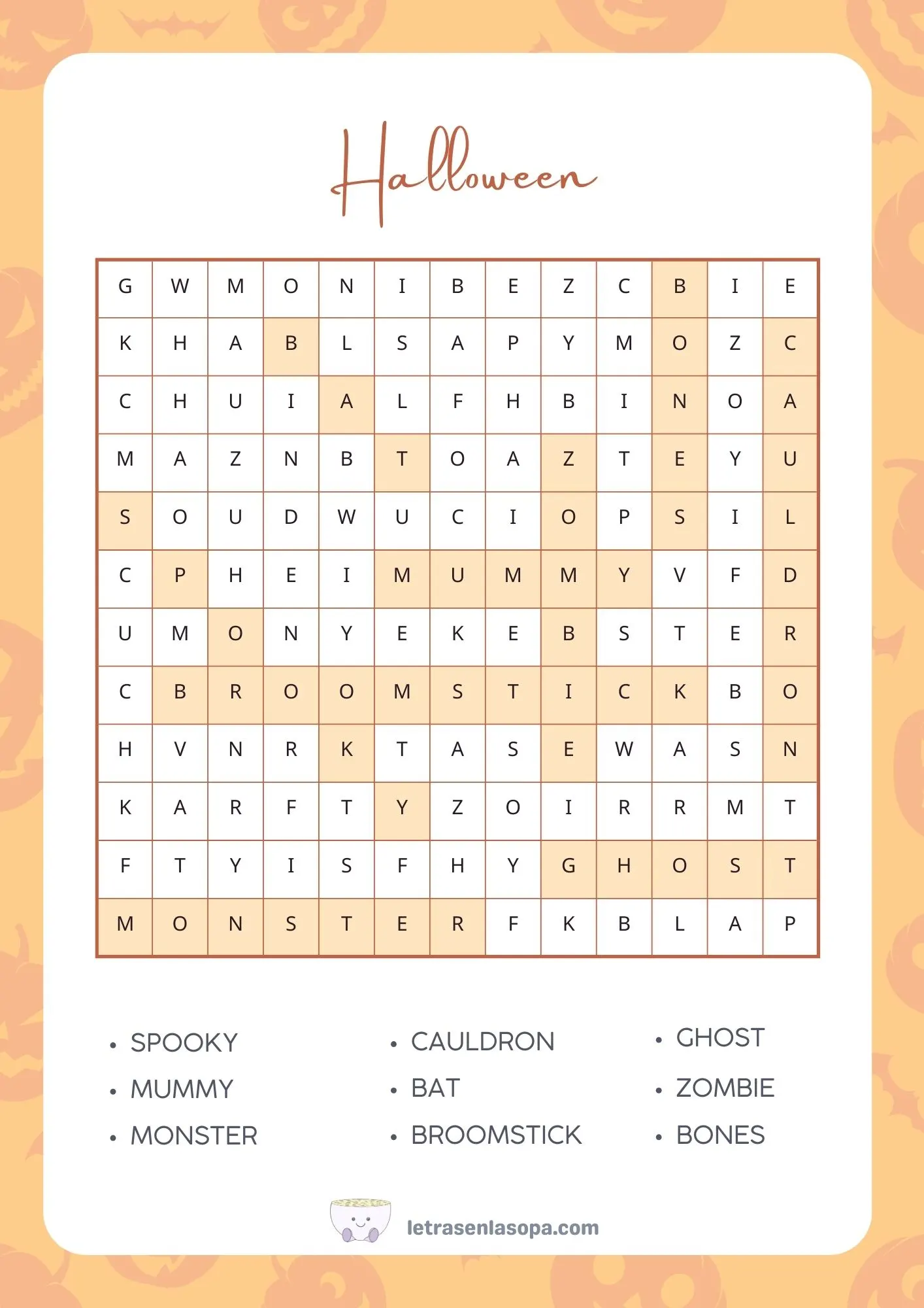soluciones Sopas de letras halloween en inglés gratis soluciones Sopas de letras halloween en inglés gratis