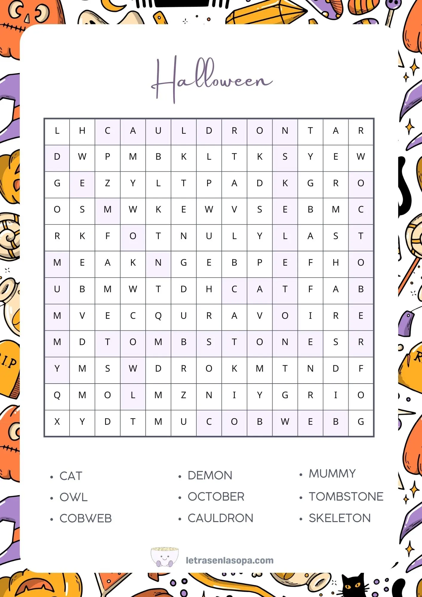 soluciones Sopas de letras halloween en inglés gratis soluciones Sopas de letras halloween en inglés gratis