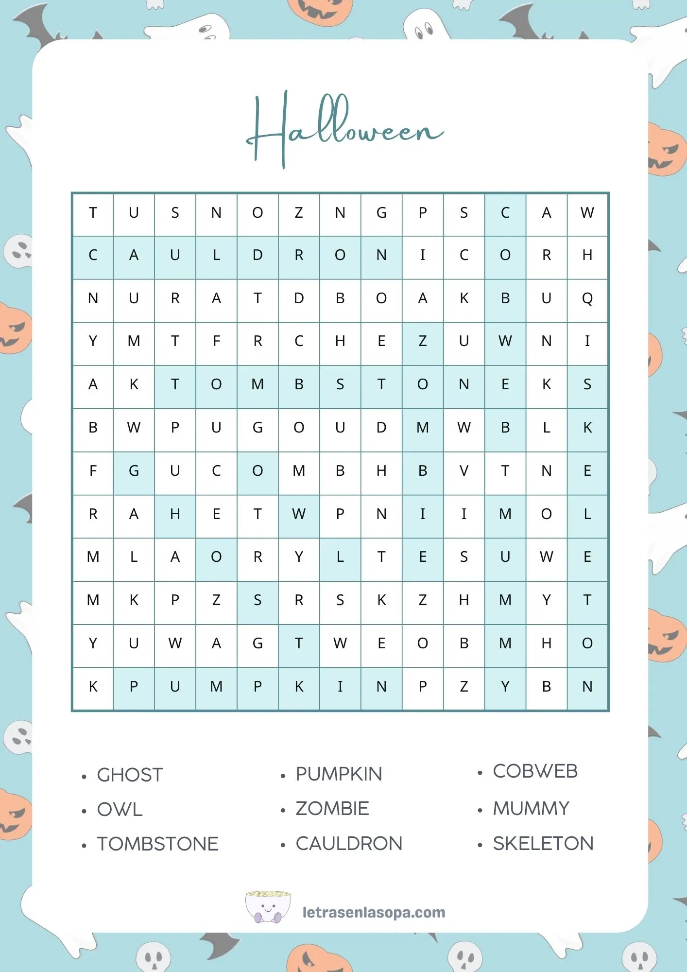 soluciones Sopas de letras halloween en inglés gratis soluciones Sopas de letras halloween en inglés gratis