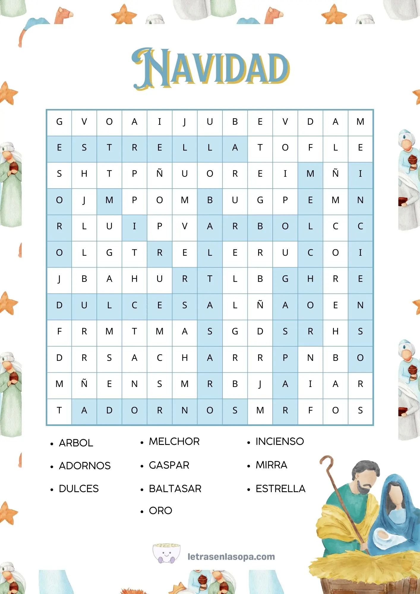 Soluciones Sopa de letras para niños temática Navidad Soluciones Sopa de letras para niños temática Navidad