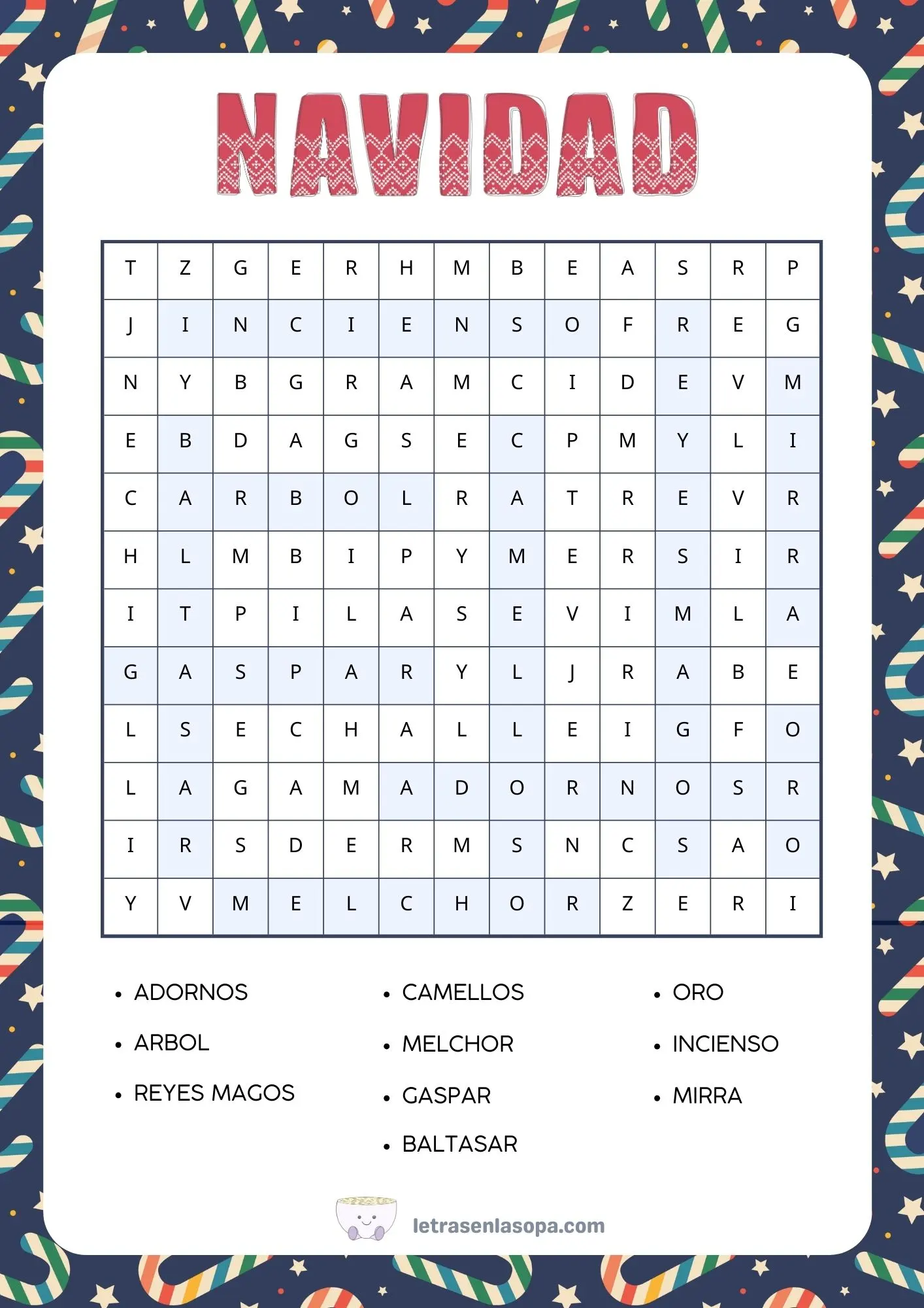 Soluciones Sopa de letras para niños navideñas Soluciones Sopa de letras para niños navideñas