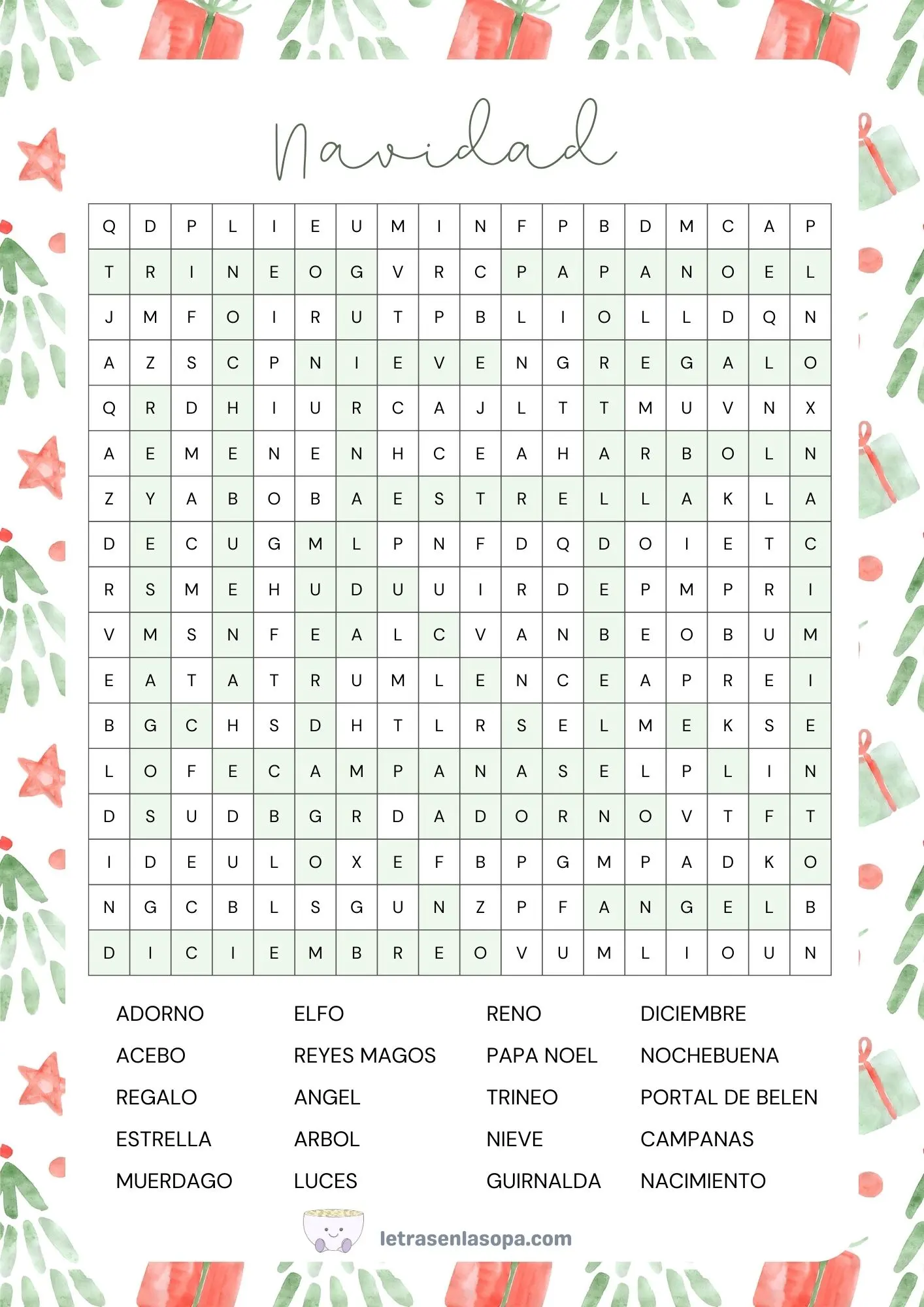 soluciones sopas de letras navideñas para imprimir soluciones sopas de letras navideñas para imprimir